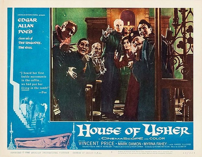 A Queda da Casa de Usher - Cartões lobby - Vincent Price