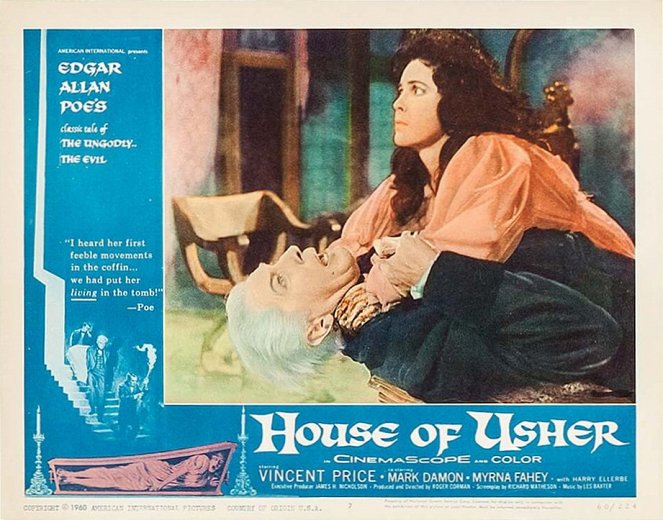 House of Usher - Lobbykaarten - Vincent Price, Myrna Fahey