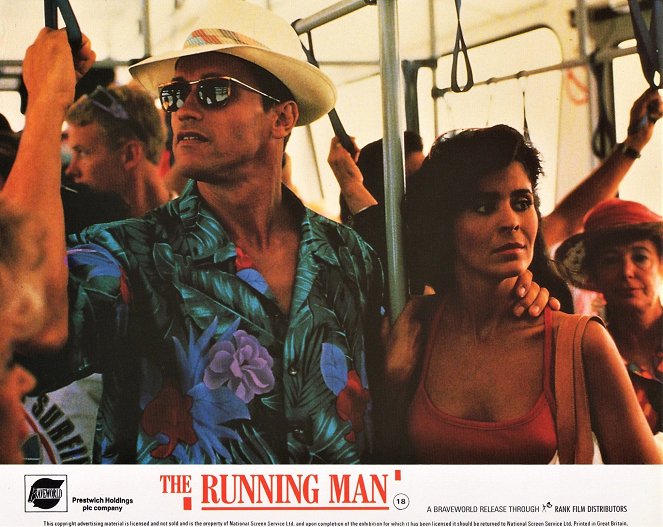 Running Man - Cartes de lobby - Arnold Schwarzenegger, Maria Conchita Alonso