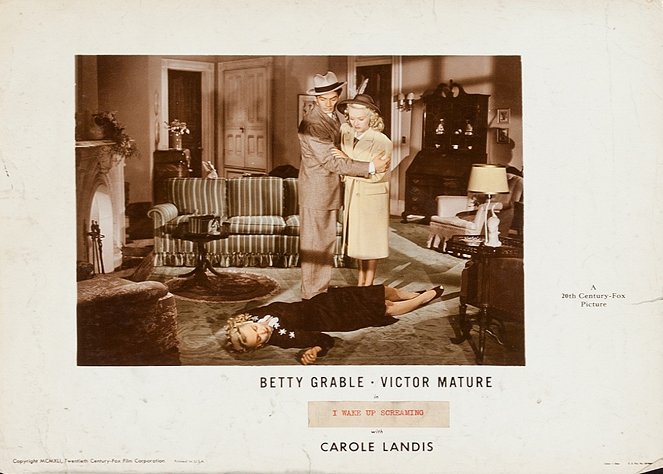 I Wake Up Screaming - Cartes de lobby - Carole Landis, Victor Mature, Betty Grable