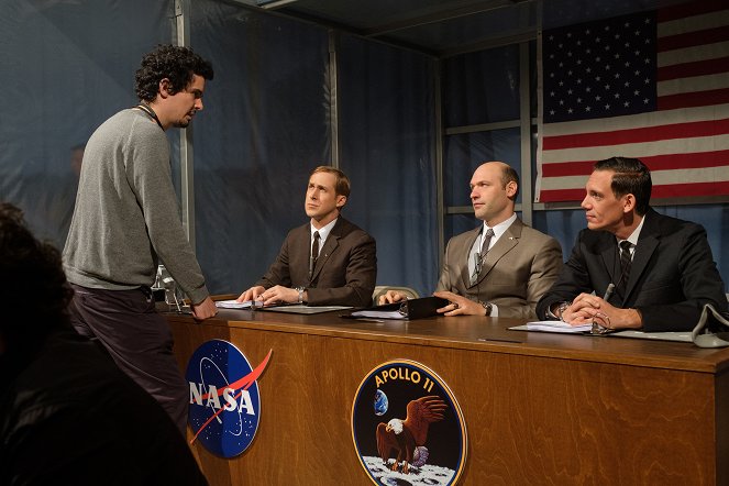 First Man - Le premier homme sur la Lune - Tournage - Damien Chazelle, Ryan Gosling, Corey Stoll, Lukas Haas