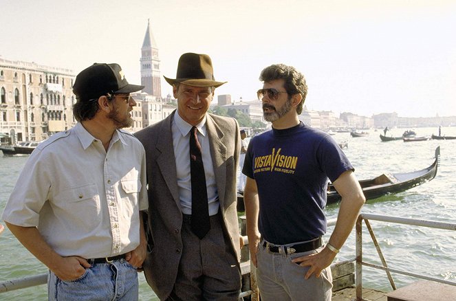 Indiana Jones és az utolsó kereszteslovag - Forgatási fotók - Steven Spielberg, Harrison Ford, George Lucas