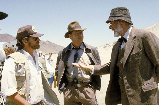 Indiana Jones és az utolsó kereszteslovag - Forgatási fotók - Steven Spielberg, Harrison Ford, Sean Connery