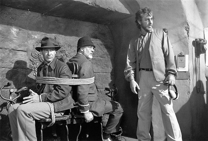 Indiana Jones és az utolsó kereszteslovag - Forgatási fotók - Harrison Ford, Sean Connery, Steven Spielberg