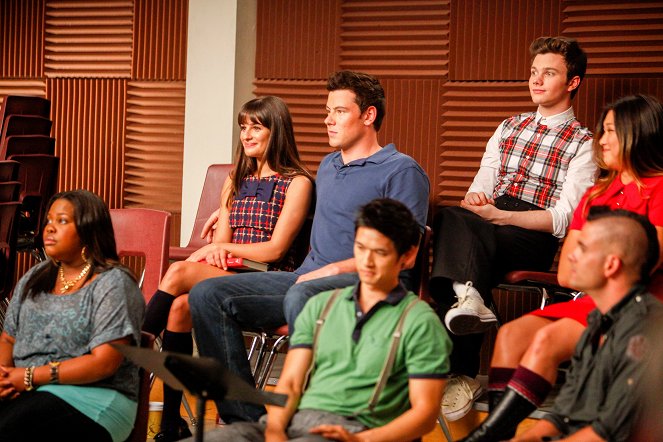 Glee - Season 3 - The Purple Piano Project - Photos - Lea Michele, Cory Monteith, Chris Colfer