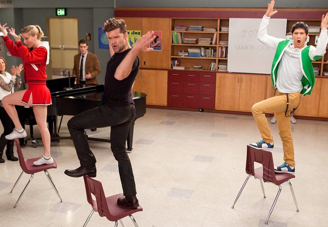 Glee - Nauczyciel hiszpańskiego - Z filmu - Heather Morris, Ricky Martin, Harry Shum Jr.