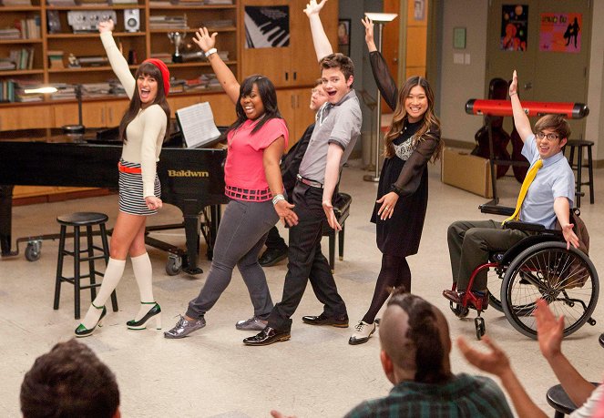 Glee - Pożegnanie - Z filmu - Lea Michele, Amber Riley, Chris Colfer, Jenna Ushkowitz, Kevin McHale