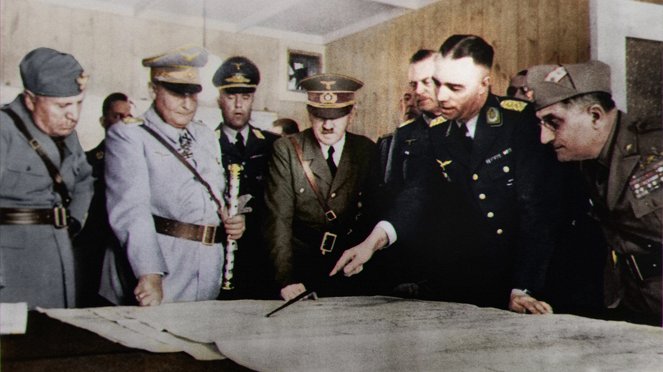 Nejdůležitější okamžiky 2. světové války v barvě - Bitva o Británii - Z filmu - Benito Mussolini, Hermann Göring, Adolf Hitler