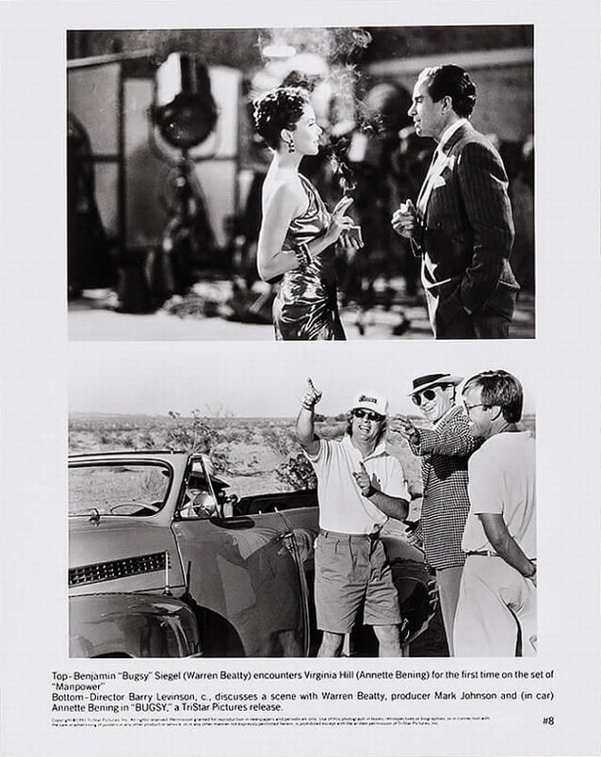 Bugsy - Lobby Cards - Annette Bening, Warren Beatty, Barry Levinson, Mark Johnson