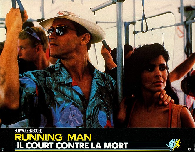 Running Man - Lobbykarten - Arnold Schwarzenegger, Maria Conchita Alonso
