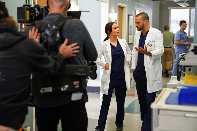 Grey's Anatomy - A Diagnosis - Van de set - Camilla Luddington, Jesse Williams