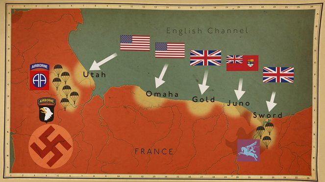 Toinen maailmansota - taistelut Euroopasta - Normandian maihinnousu - Kuvat elokuvasta