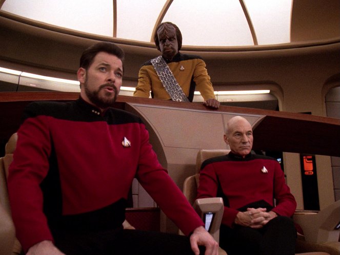 Star Trek: Az új nemzedék - A hajsza - Filmfotók - Jonathan Frakes, Michael Dorn, Patrick Stewart