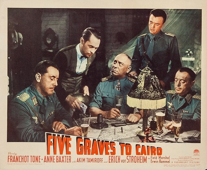 Five Graves to Cairo - Lobby Cards - Franchot Tone, Erich von Stroheim, Peter van Eyck