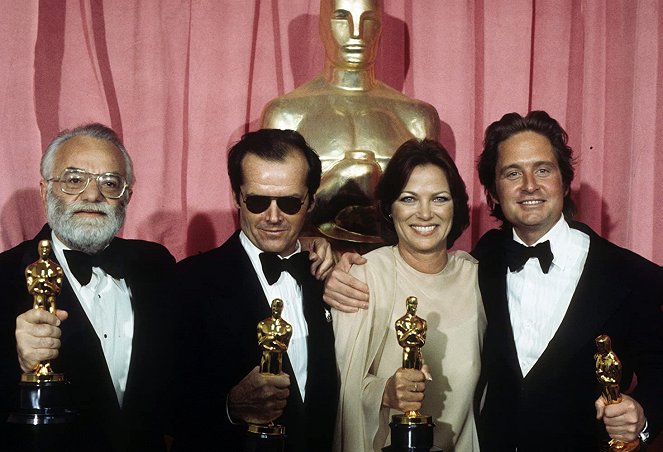 Saul Zaentz, Jack Nicholson, Louise Fletcher, Michael Douglas