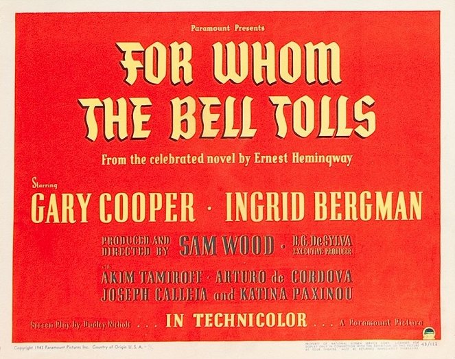 For Whom the Bell Tolls - Lobby Cards