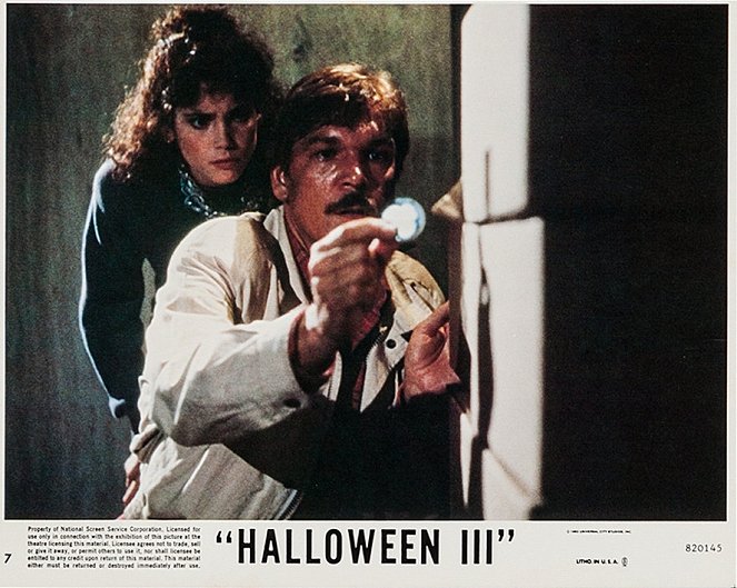 Halloween III, le sang du sorcier - Cartes de lobby - Stacey Nelkin, Tom Atkins