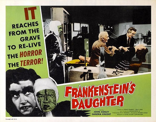 Frankenstein's Daughter - Lobby karty - Harry Wilson, Wolfe Barzell, Donald Murphy, Sandra Knight
