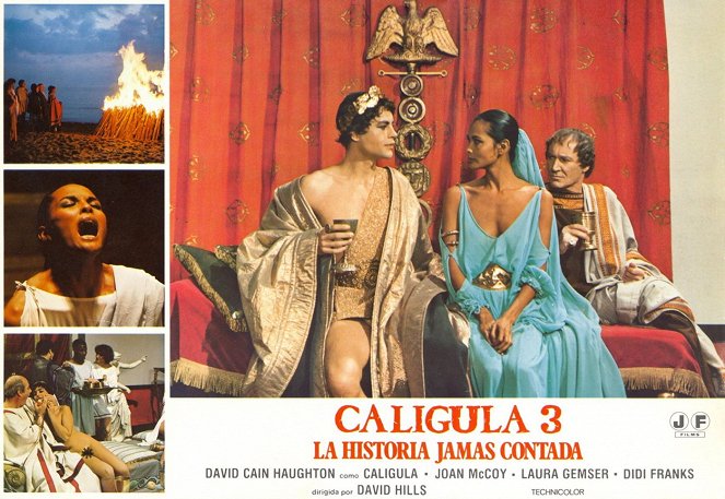 Calígula, o Outro Lado da História - Cartões lobby - David Brandon, Laura Gemser, Charles Borromel