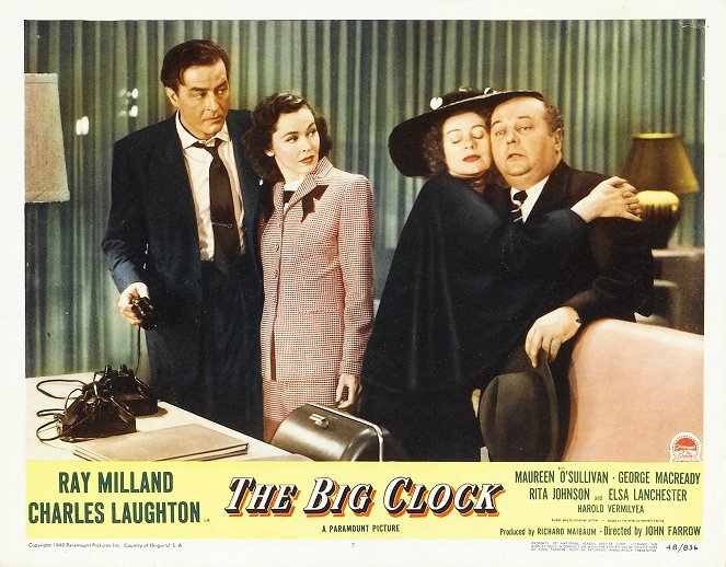 The Big Clock - Lobby Cards - Ray Milland, Maureen O'Sullivan, Elsa Lanchester, Harold Vermilyea