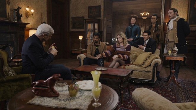 Ghosts - Season 1 - Trevor's Pants - Photos - Utkarsh Ambudkar, Rose McIver, Rebecca Wisocky, Asher Grodman, Román Zaragoza, Brandon Scott Jones