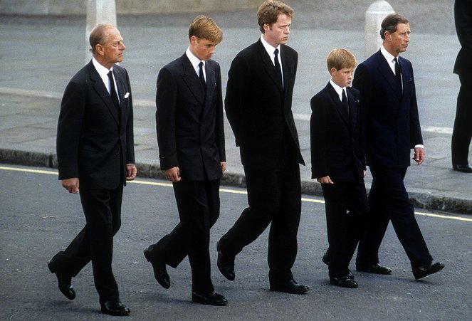 Diana - Der Tag, an dem die Welt trauerte - Filmfotos - Wilhelm, Fürst von Wales, Prinz Harry, Herzog von Sussex, König Charles III