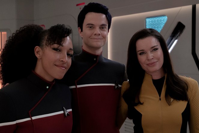 Star Trek: Különös új világok - Régi tudósok - Forgatási fotók - Tawny Newsome, Jack Quaid, Rebecca Romijn
