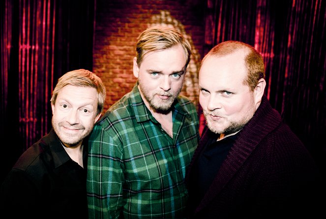 Radioresepsjonen på TV - Werbefoto - Bjarte Tjøstheim, Tore Sagen, Steinar Sagen