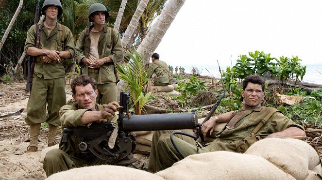 The Pacific - Guadalcanal/Leckie - Dreharbeiten - Jacob Pitts, James Badge Dale, Keith Nobbs, Josh Helman
