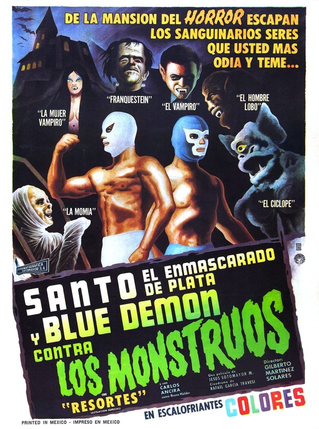 Santo el enmascarado de plata y Blue Demon contra los monstruos - Plakate