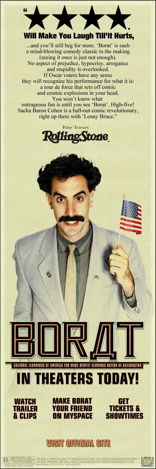 Borat: El segundo mejor reportero del glorioso país Kazajistán viaja a América - Carteles