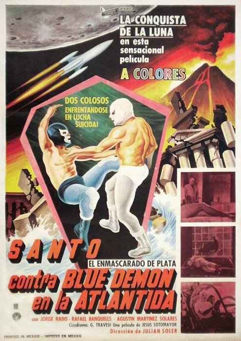 El Santo bojuje proti Blue Démonovi na Atlantidě - Plagáty
