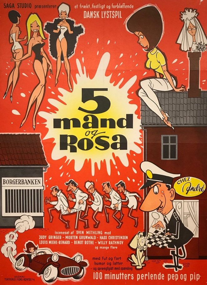 Fem mand og Rosa - Posters
