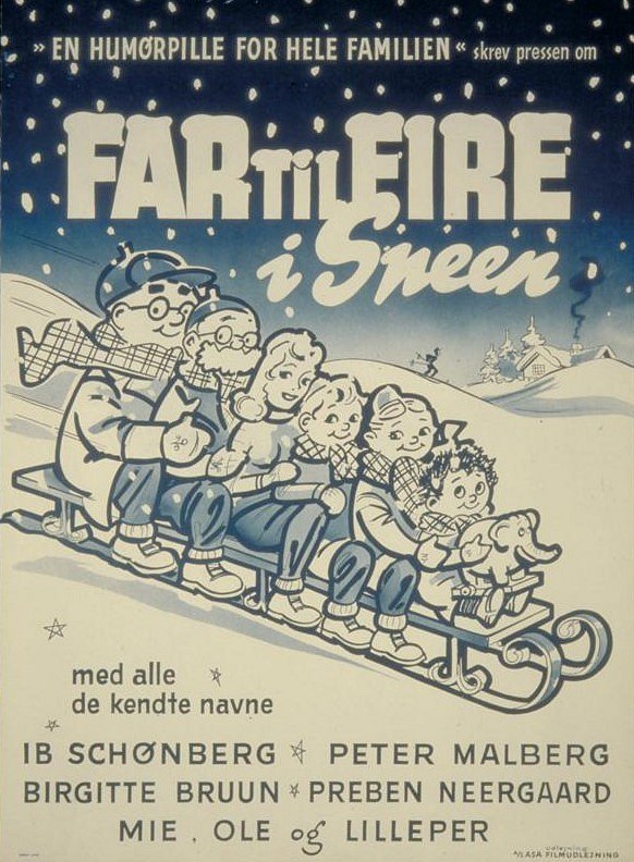 Far til fire i sneen - Affiches