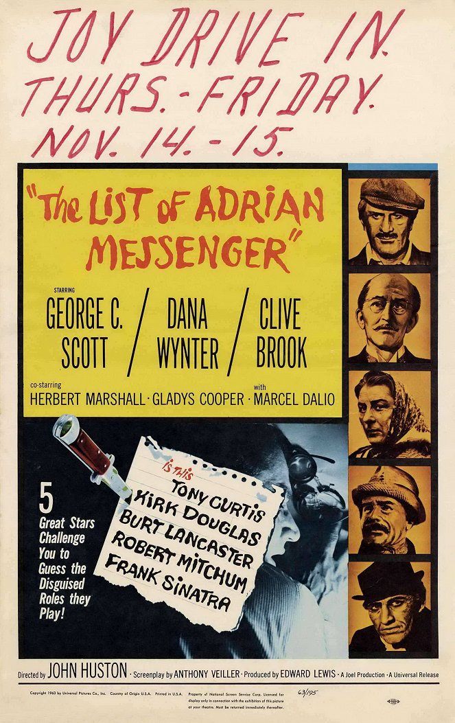 The List of Adrian Messenger - Plakaty