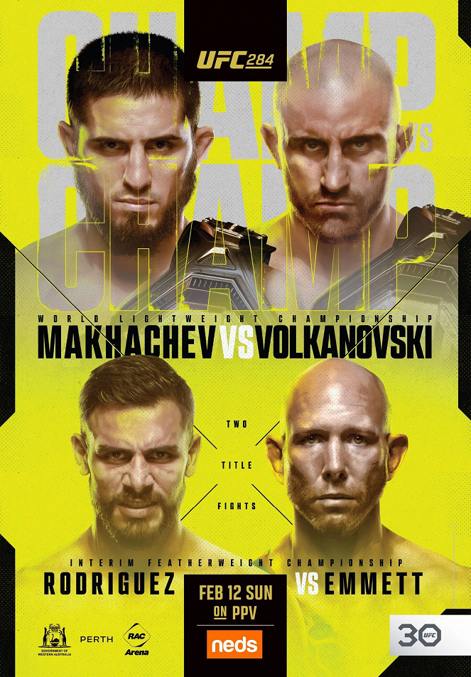 UFC 284: Makhechev vs. Volkanovski - Carteles