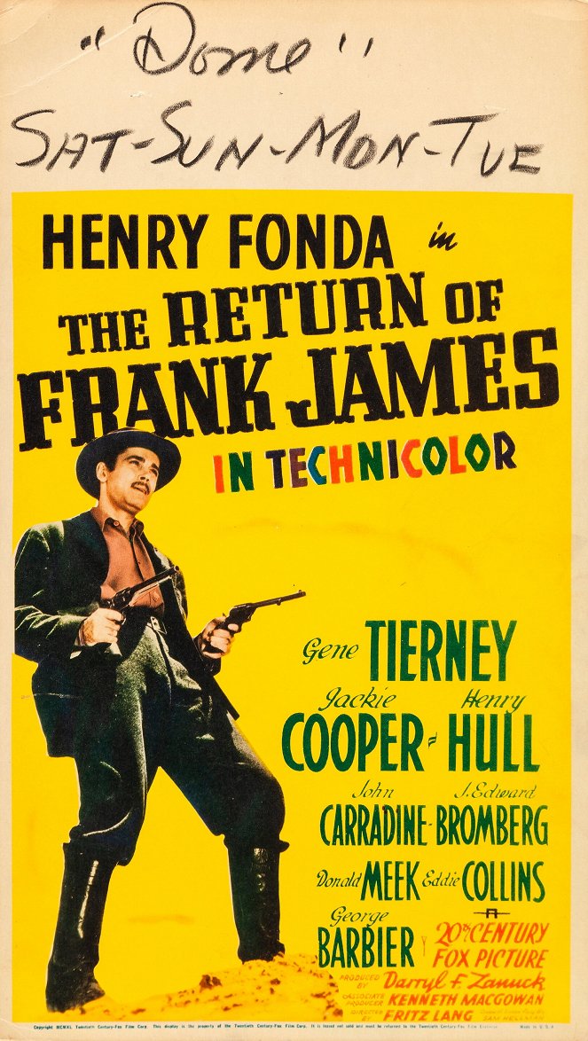 Le Retour de Frank James - Posters