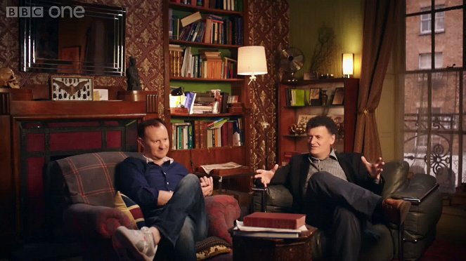 Dreharbeiten 4 - Martin Freeman, Steven Moffat, Mark Gatiss, Benedict Cumberbatch