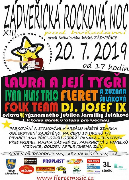 Koncert - XIII. Zádveřická rocková noc pod hvězdami (20.07.2019 - Zádveřice)
